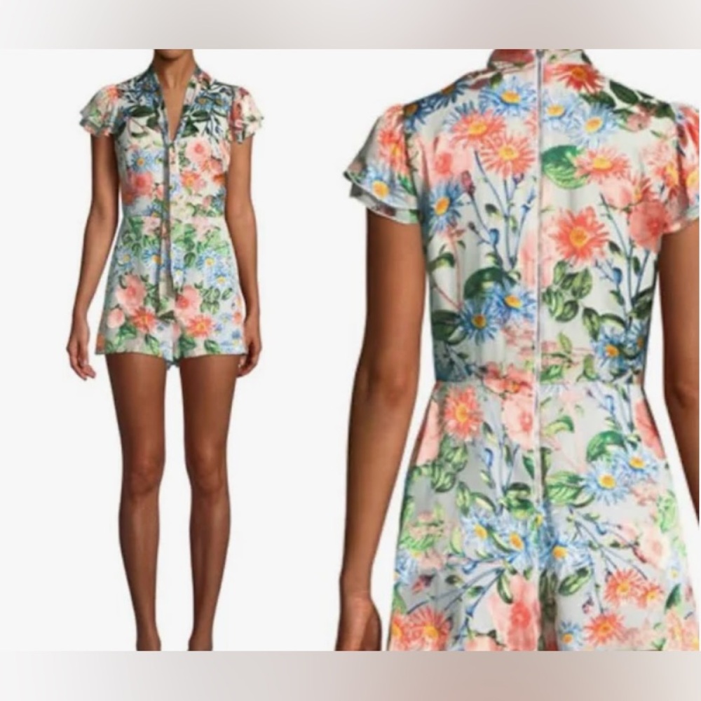 Alice + Olivia Floral Jumpsuit in Pink and Green